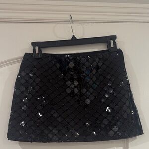 Black Sequin Mini Skirt